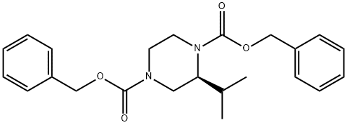 1,4-피페라진디카르복실산,2-(1-메틸에틸)-,1,4-디(페닐메틸)에스테르,(2S)- 구조식 이미지