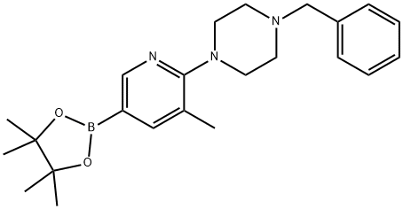 1-benzyl-4-(3-Methyl-5-(4,4,5,5-tetraMethyl-1,3,2-dioxaborolan-2-yl)pyridin-2-yl)piperazine 구조식 이미지