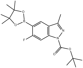 tert-butyl 6-fluoro-3-methyl-5-(4,4,5,5-tetramethyl-1,3,2-dioxaborolan-2-yl)-1H-indazole-1-carboxylate Structure