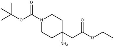 tert-butyl 4-amino-4-(2-ethoxy-2-oxoethyl)piperidine-1-carboxylate 구조식 이미지
