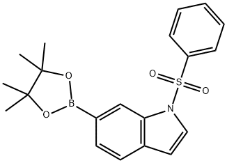 1-(Phenylsulfonyl)-6-(4,4,5,5-tetramethyl-1,3,2-dioxaborolan-2-yl)-1H-indole 구조식 이미지
