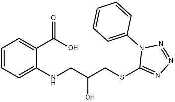 2-[[2-hydroxy-3-(1-phenyltetrazol-5-yl)sulfanyl-propyl]amino]benzoic a cid 구조식 이미지