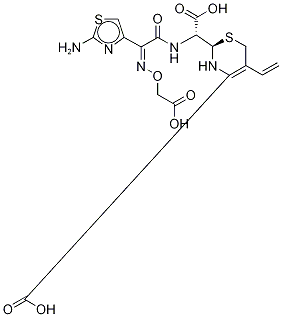 α-[[(Z)-2-(2-aMino-4-thiazolyl)-2-[(carboxyMethoxy)iMino]acetyl]aMino]-2-[(2R)-5-Methyl-7-oxo-1,2,5,7-tetrahydro-4H-furo[3,4-d][1,3]thiazin-2-yl]acetic Acid 구조식 이미지