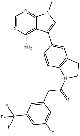 1-[5-(4-AMino-7-Methyl-7H-pyrrolo[2,3-d]pyriMidin-5-yl)-2,3-dihydro-1H-indol-1-yl]-2-[3-fluoro-5-(trifluoroMethyl)phenyl]ethanone 구조식 이미지