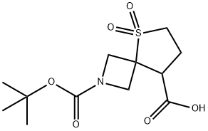 2-(tert-Butoxycarbonyl)-5-thia-2-azaspiro[3.4]octane-8-carboxylic acid 5,5-dioxide 구조식 이미지