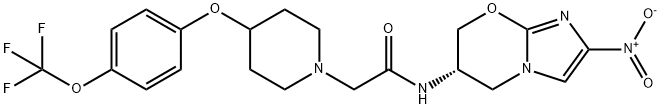 1-Piperidineacetamide, N-[(6S)-6,7-dihydro-2-nitro-5H-imidazo[2,1-b][1,3]oxazin-6-yl]-4-[4-(trifluoromethoxy)phenoxy]- Structure