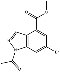 메틸1-아세틸-6-브로모-1H-인다졸-4-카르복실레이트 구조식 이미지