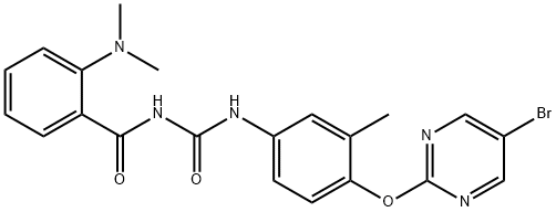 N-[[4-(5-bromopyrimidin-2-yl)oxy-3-methyl-phenyl]carbamoyl]-2-dimethyl amino-benzamide Structure