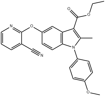 5-(3-Cyano-pyridin-2-yloxy)-1-(4-methoxy-phenyl)-2-methyl-
1H-indole-3-carboxylic acid ethyl ester Structure