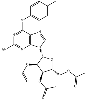2-Amino-6-chloro-[(4-methylphenyl)thio]-9-(2’,3’,5’-tri-O-acetyl--D-ribofuranosyl)purine 구조식 이미지