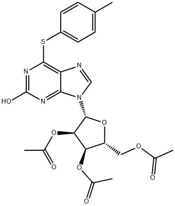 6-[(4-Methylphenyl)thio]-2-oxo-9-(2’,3’,5’-tri-O-acetyl--D-ribofuranosyl)-2,3-dihydropurine 구조식 이미지