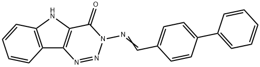 4H-1,2,3-Triazino(5,4-b)indol-4-one, 3-(((1,1'-biphenyl)-4-ylmethylene)amino)-3,5-dihydro- 구조식 이미지