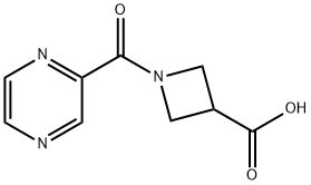 1-(Pyrazin-2-ylcarbonyl)azetidine-3-carboxylic acid 구조식 이미지