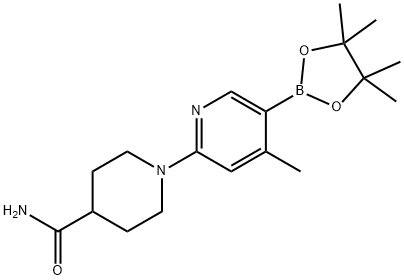 1-(4-Methyl-5-(4,4,5,5-tetraMethyl-1,3,2-dioxaborolan-2-yl)pyridin-2-yl)piperidine-4-carboxaMide 구조식 이미지