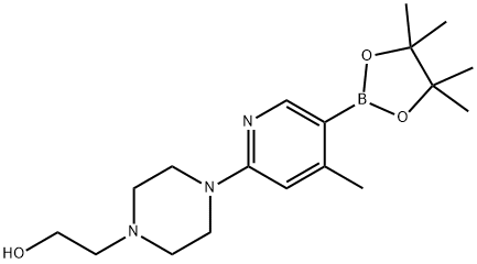 2-(4-(4-Methyl-5-(4,4,5,5-tetraMethyl-1,3,2-dioxaborolan-2-yl)pyridin-2-yl)piperazin-1-yl)ethanol 구조식 이미지