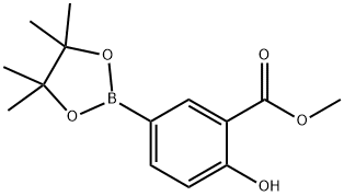 Methyl 2-hydroxy-5-(4,4,5,5-tetramethyl-1,3,2-dioxaborolan-2-yl)benzoate 구조식 이미지