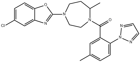 (4-(5-chlorobenzo[d]oxazol-2-yl)-7-Methyl-1,4-diazepan-1-yl)(5-Methyl-2-(2H-1,2,3-triazol-2-yl)phenyl)Methanone 구조식 이미지