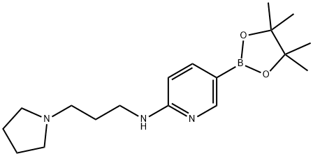 N-[3-(pyrrolidin-1-yl)propyl]-5-(tetramethyl-1,3,2-dioxaborolan-2-yl)pyridin-2-amine Structure