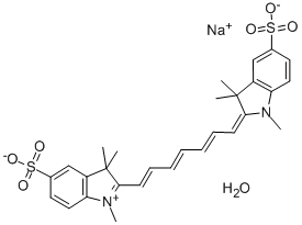 3H-INDOLIUM, 2-[7-(1,3-DIHYDRO-1,3,3-TRIMETHYL-5-SULFO-2H-INDOL-2-YLIDENE)-1,3,5-HEPTATRIENYL]-1,3,3-TRIMETHYL-5-SULFO-, INNER SALT, SODIUM SALT, MONOHYDRATE Structure