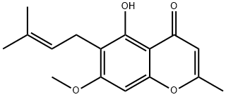 2-Methyl-5-hydroxy-6-(3-methyl-2-butenyl)-7-methoxy-4H-1-benzopyran-4-one Structure