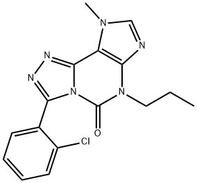 5H-1,2,4-Triazolo(3,4-i)purin-5-one, 6,9-dihydro-3-(2-chlorophenyl)-9- methyl-6-propyl- 구조식 이미지