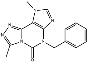 5H-1,2,4-Triazolo(3,4-i)purin-5-one, 6,9-dihydro-3,9-dimethyl-6-(pheny lmethyl)- Structure