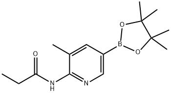 N-(3-Methyl-5-(4,4,5,5-tetraMethyl-1,3,2-dioxaborolan-2-yl)pyridin-2-yl)propionaMide 구조식 이미지