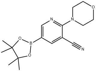 2-Morpholino-5-(4,4,5,5-tetramethyl-1,3,2-dioxaborolan-2-yl)nicotinonitrile 구조식 이미지