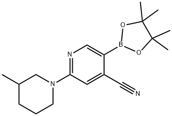 2-(3-Methylpiperidin-1-yl)-5-(4,4,5,5-tetraMethyl-1,3,2-dioxaborolan-2-yl)isonicotinonitrile 구조식 이미지