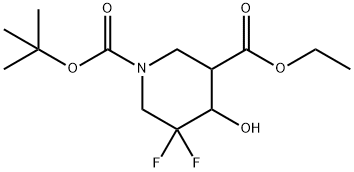 3-Ethyl 1-(2-methyl-2-propanyl) 5,5-difluoro-4-hydroxy-1,3-piperi dinedicarboxylate Structure