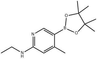 N-ethyl-4-Methyl-5-(4,4,5,5-tetraMethyl-1,3,2-dioxaborolan-2-yl)pyridin-2-aMine 구조식 이미지
