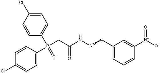 2-비스(4-클로로페닐)포스포릴-N-[(3-니트로페닐)메틸리덴아미노]아세트아미드 구조식 이미지