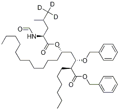 Benzyl (2S,3S,5S)-2-Hexyl-3-benzyloxy-5-[[(S)-2-(formylamino)-4-(methyl-d3)-pentanoyl]oxy]hexadecanoate Structure