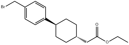 Cyclohexaneacetic acid, 4-[4-(broMoMethyl)phenyl]-, ethyl ester, trans- Structure