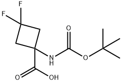 Cyclobutanecarboxylic acid, 1-[[(1,1-dimethylethoxy)carbonyl]amino]-3,3-difluoro- Structure