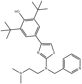 4-(2-((2-(Dimethylamino)ethyl)-(3-pyridinylmethyl)amino)-4-thiazolyl)- 2,6-bis(1,1-dimethylethyl)phenol 구조식 이미지