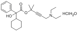(+-)-4-Diethylamino-1,1-dimethylbut-2-yn-1-yl 2-cyclohexyl-2-hydroxy-2 -phenylacetate HCl H2O Structure