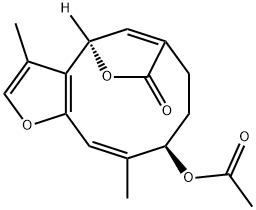 (4R,10R,11Z)-10-Acetoxy-4,8,9,10-tetrahydro-3,11-dimethyl-6H-4,7-methenofuro[3,2-c]oxacycloundecin-6-one 구조식 이미지