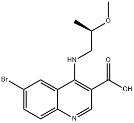 (R)-6-브로모-4-(2-메톡시프로필아미노)퀴놀린-3-카르복실산 구조식 이미지