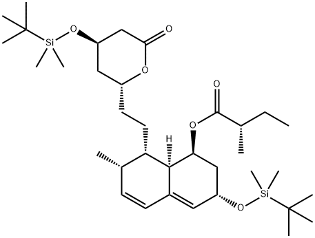 (2S)-2-Methyl-butanoic Acid (1S,3S,7S,8S,8aR)-3-[[(1,1-DiMethylethyl)diMethylsilyl]oxy]-8-[2-[(2R,4R)-4-[[(1,1-diMethylethyl)diMethylsilyl]oxy]tetrahydro-6-oxo-2H-pyran-2-yl]ethyl]-1,2,3,7,8,8a-hexahydro-7-Methyl-1-naphthalenyl Ester 구조식 이미지