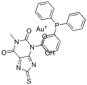 8-thiotheophyllinate-triphenylphosphine gold(I) Structure