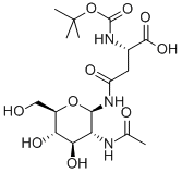 NOMEGA-(2-ACETAMIDO-2-DEOXY-BETA-D-GLUCOPYRANOSYL)-NALPHA-(TERT-BUTOXYCARBONYL)-L-ASPARAGINE 구조식 이미지