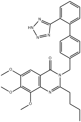 4(3H)-Quinazolinone,  2-butyl-6,7,8-trimethoxy-3-[[2-(1H-tetrazol-5-yl)[1,1-biphenyl]-4-yl]methyl]-  (9CI) Structure