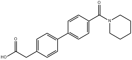 {4-[4-(Piperidinocarbonyl)phenyl]phenyl}acetic acid Structure