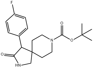 tert-butyl 4-(4-fluorophenyl)-3-oxo-2,8-diazaspiro[4.5]decane-8-carboxylate 구조식 이미지