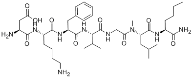 L-Asp-L-Lys-L-Phe-L-Val-Gly-N-methyl-L-Leu-L-Nle-NH2 구조식 이미지
