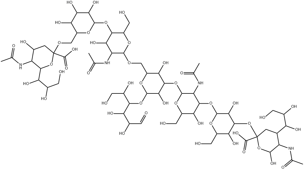 5-acetamido-2-[2-[3-acetamido-2-[2-[[3-acetamido-5-[6-[[5-acetamido-2-carboxy-4-hydroxy-6-(1,2,3-trihydroxypropyl)oxan-2-yl]oxymethyl]-3,4,5-trihydroxyoxan-2-yl]oxy-4-hydroxy-6-(hydroxymethyl)oxan-2-yl]oxymethyl]-3,5-dihydroxy-6-(1,2,4,5-tetrahydroxy-6-oxohexan-3-yl)oxyoxan-4-yl]oxy-5-hydroxy-6-(hydroxymethyl)oxan-4-yl]oxy-3,5-dihydroxy-6-(hydroxymethyl)oxan-4-yl]oxy-6-hydroxy-4-(1,2,3-trihydroxypropyl)oxane-2-carboxylic acid 구조식 이미지