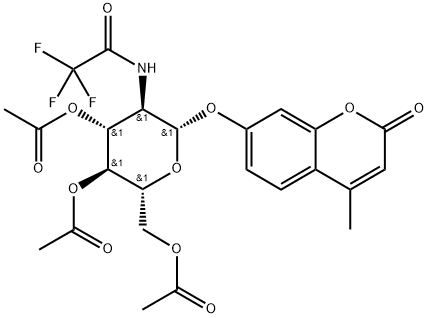 4-메틸움벨리페릴3,4,6-트리-O-아세틸-2-데옥시-2-트리플루오로아세트아미도-bD-글루코피라노사이드 구조식 이미지