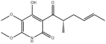 (-)-4-Hydroxy-5,6-dimethoxy-3-[(E)-2-methyl-1-oxo-4-hexenyl]pyridine-2(1H)-one Structure