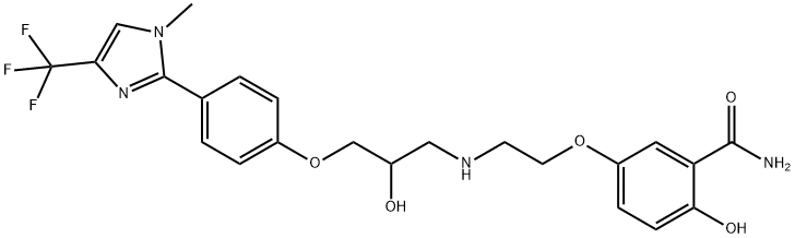 2-Hydroxy-5-[2-[[2-hydroxy-3-[4-[1-methyl-4-(trifluoromethyl)-1H-imidazol-2-yl]phenoxy]propyl]amino]ethoxy]benzamide 구조식 이미지